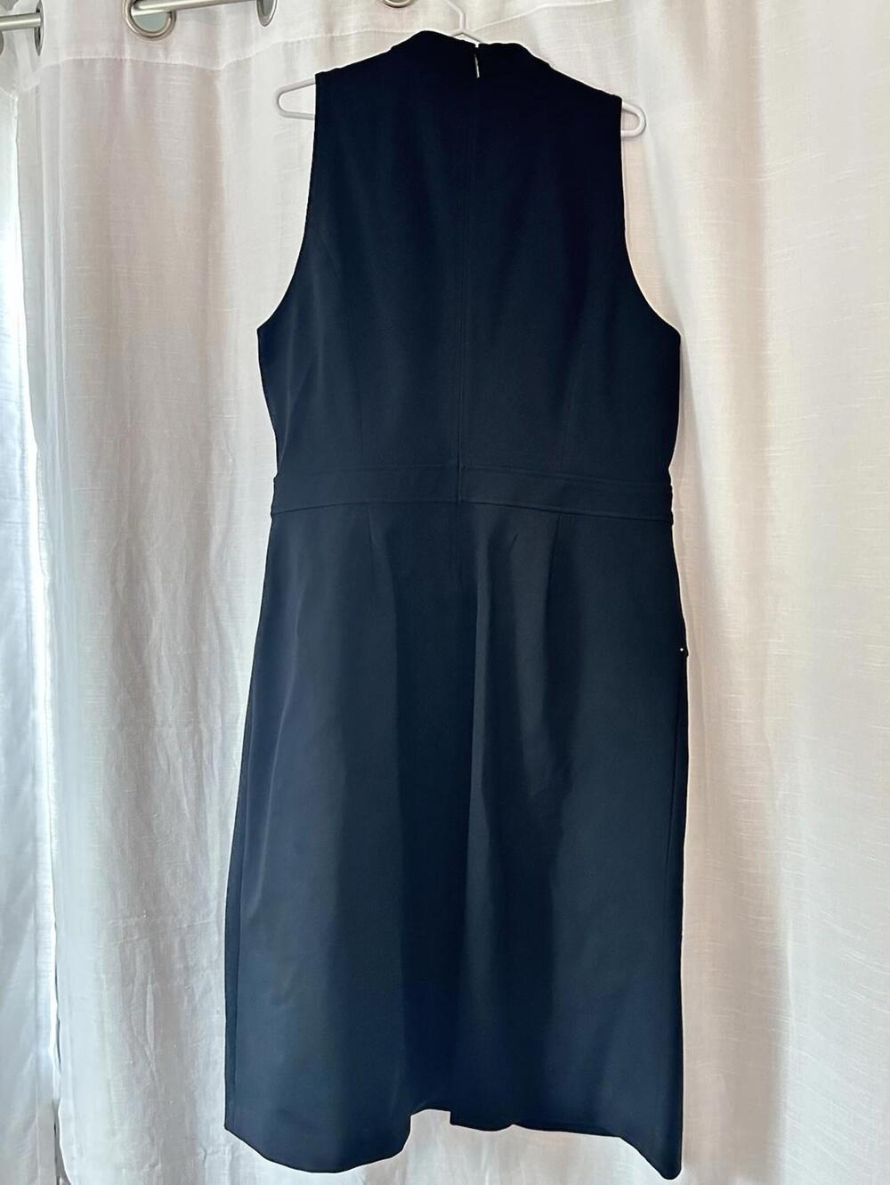 SPANX Black Ponte Cargo Dress Sleeveless Mock Neck Belted Midi Faux Wrap Sz 1x - Picture 2 of 15